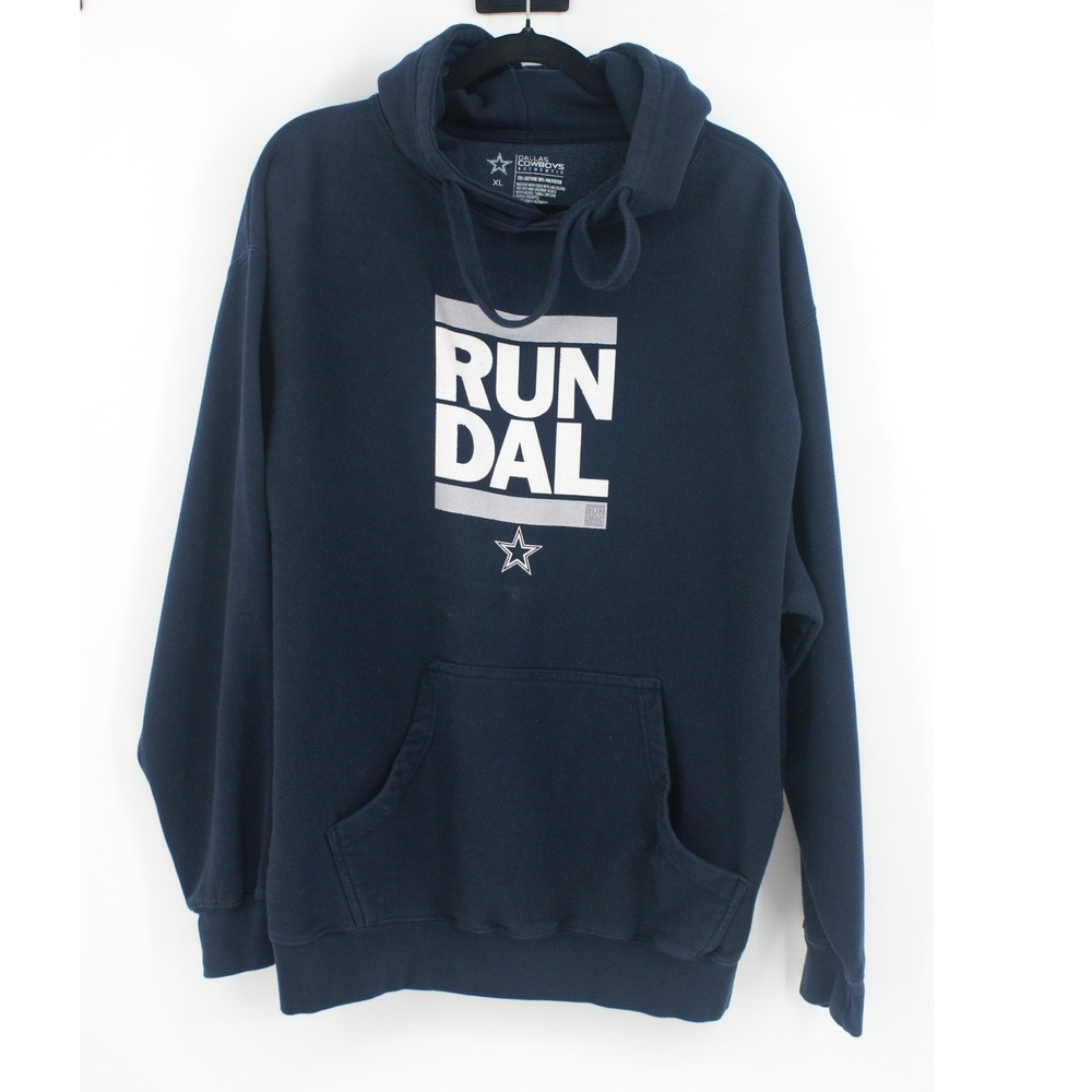 Dallas Cowboys Authentic Navy Blue Run‎ DAL Graphic Hoodie Mens XL Pullover